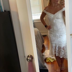 White midi lace dress- bridal shower perfect-NWT